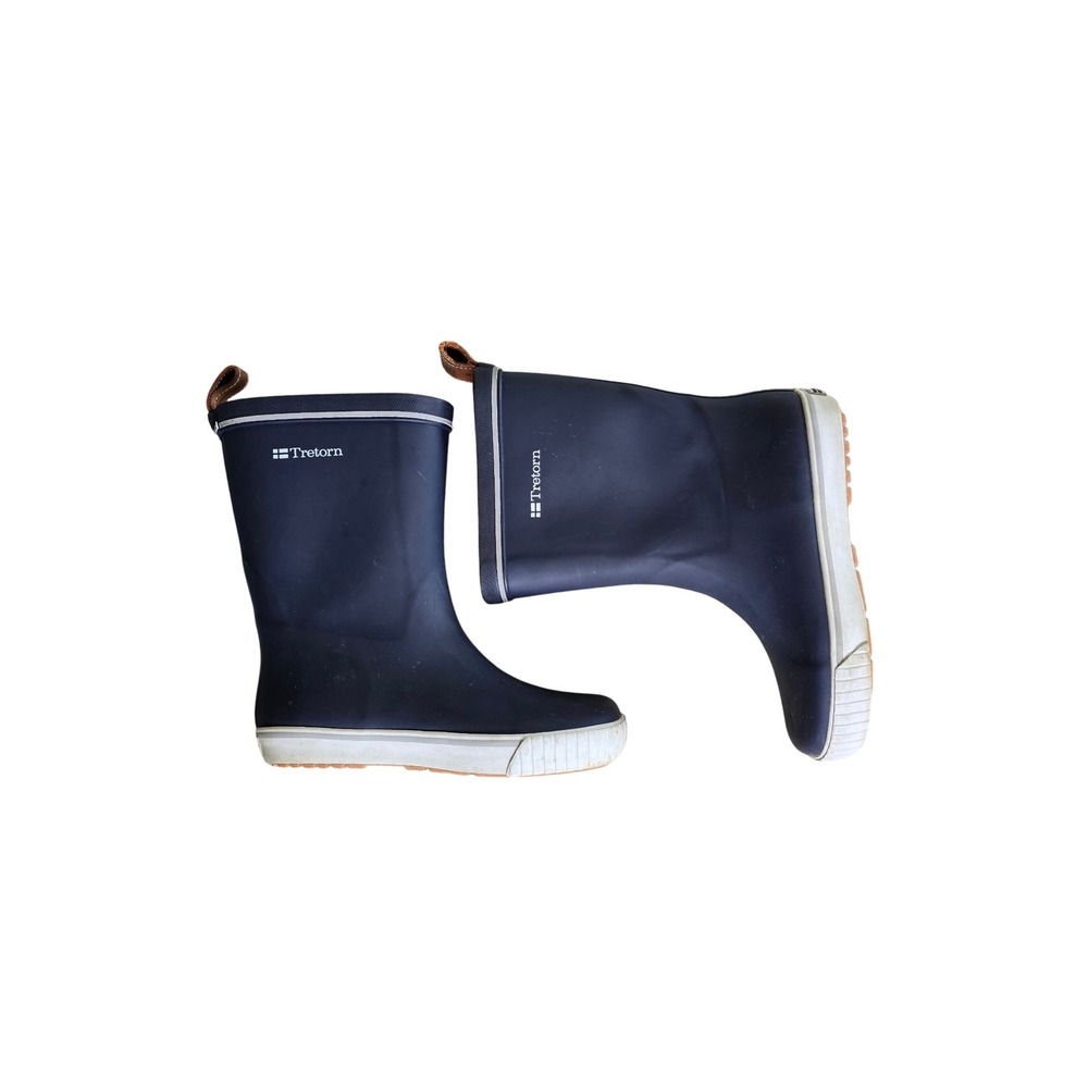 Tretorn Navy Blue Rubber Rain Waterproof Boots Size 36 US Youth 4 Warm Lined